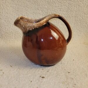 Vintage Studio Pottery Pitcher Signed 1993 Brown Drip Glaze Hand Thrown Creamer